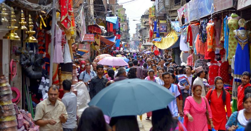 Nepal Kathmandu Thamel budget backpacker street — international trip under ₹20000 from India 2026.