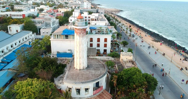 Pondicherry White Town French Quarter — colonial heritage free to walk; the canal 1 block west still marks the historic French-Tamil social boundary.