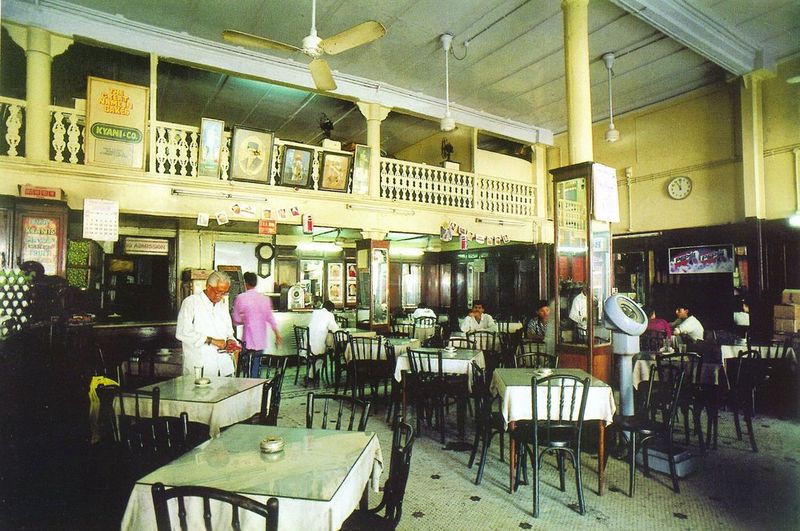 Interior of vintage Kyani and Co Irani cafe in Mumbai with bentwood chairs