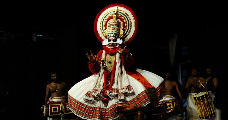 Kathakali dancer performing traditional art form in Kochi Kerala
