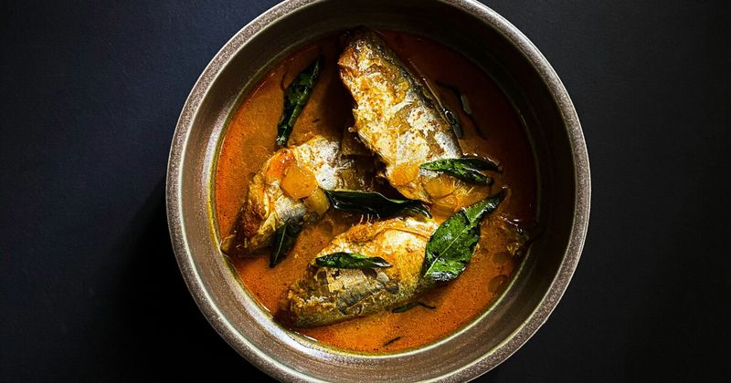 Kerala fish curry in a big bowl.