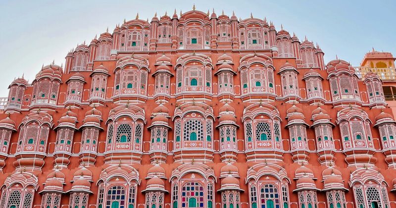 Hawa Mahal Palace of Winds pink facade Jaipur Rajasthan