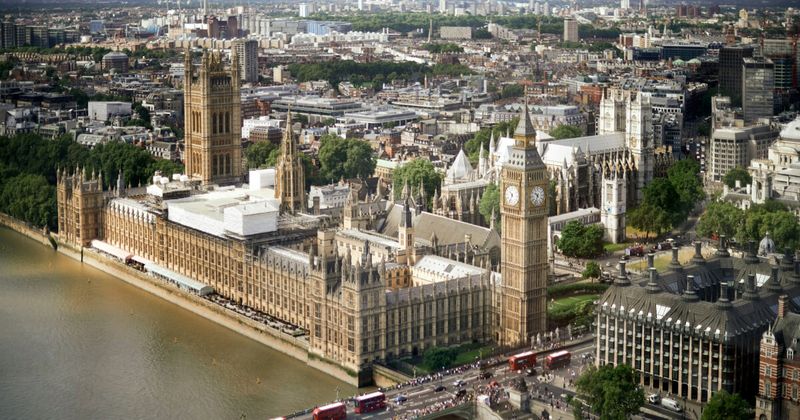 London aerial view — Delhi to London nonstop flights on Air India and British Airways arrive at Heathrow 9h 20 minutes from Delhi