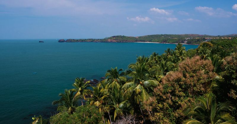 Breathtaking ocean views from the top of the Cabo de Rama Fort ruins in Goa.