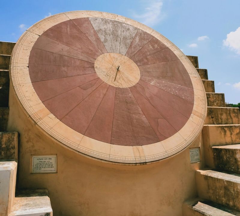 Jantar Mantar observatory, Jaipur — the 27-metre Samrat Yantra sundial is accurate within 2 seconds per day; foreigners ₹200.