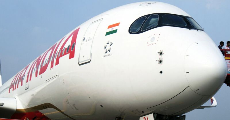 Air India wide body aircraft at London Heathrow — nonstop UK to India flights 2026