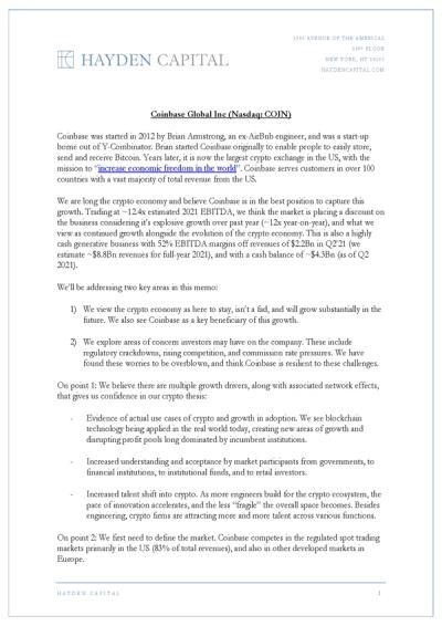 Coinbase Memo (NASDAQ: COIN)