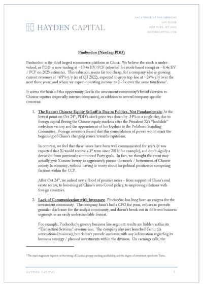 Pinduoduo Memo (NASDAQ: PDD)