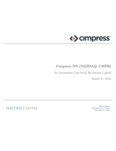 Cimpress Writeup (CMPR)