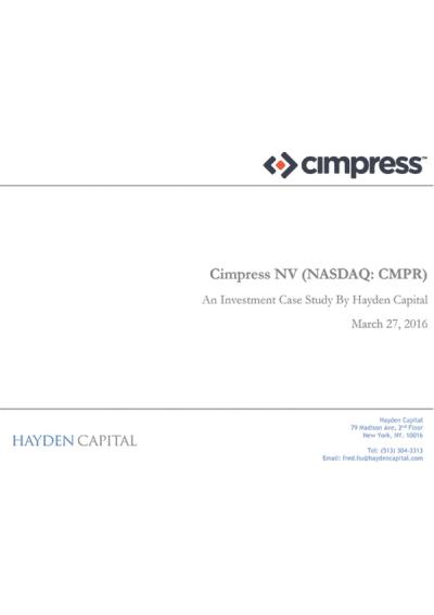 Cimpress Writeup (CMPR)