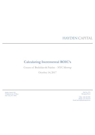 Calculating Incremental ROIC's