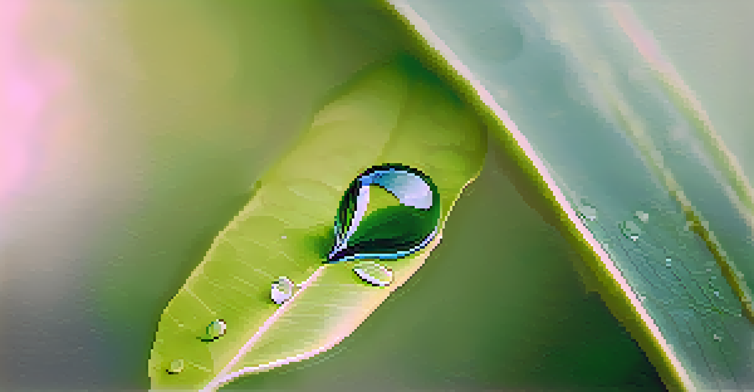 Close-up of a water droplet on a leaf, symbolizing water conservation and sustainability.