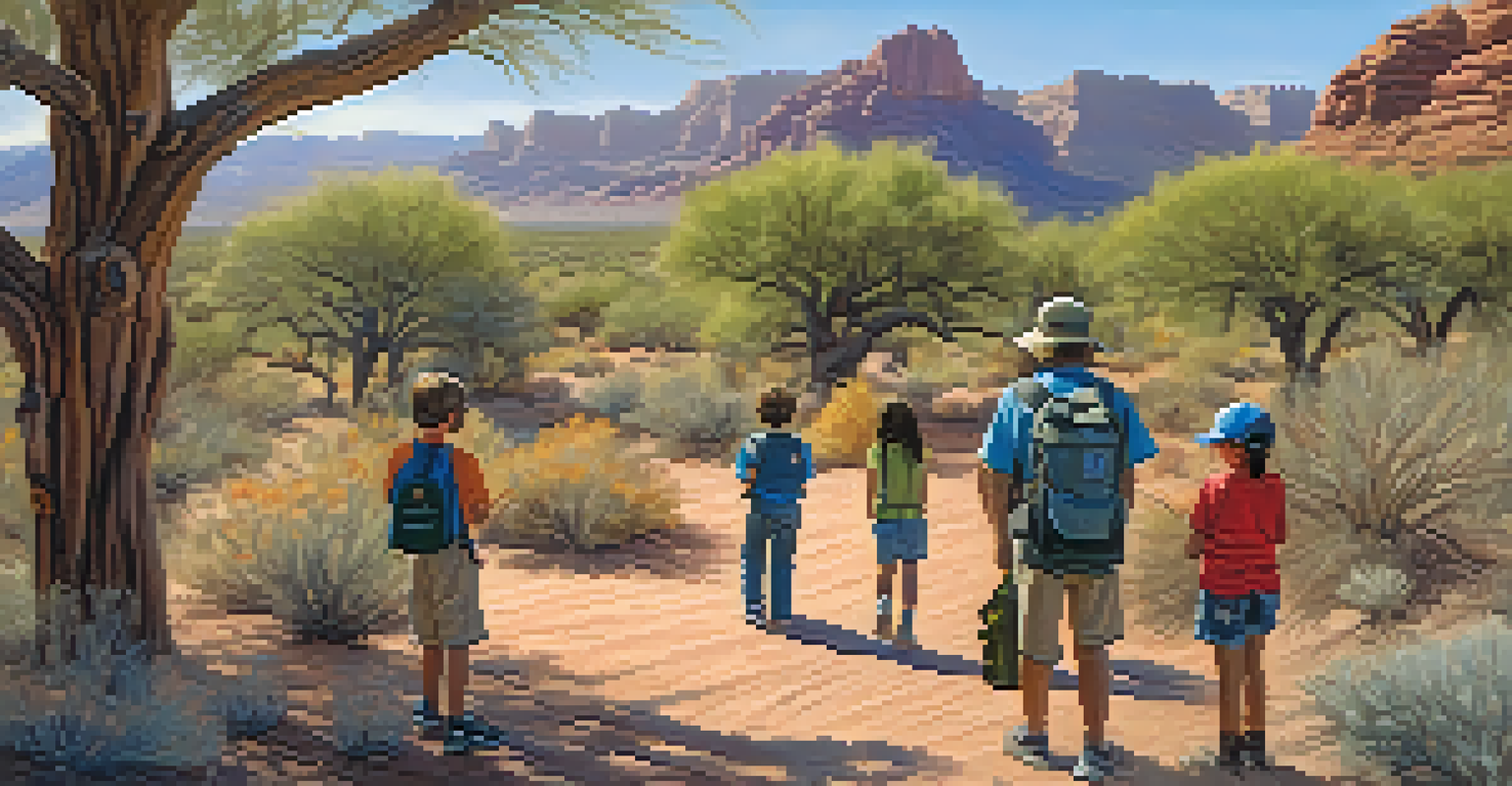 Children on a field trip learning about wildlife in Arizona's natural habitat.