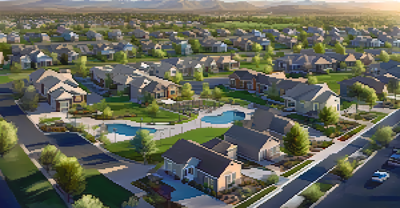 An aerial view of a suburban community in Arizona with modern homes and parks.