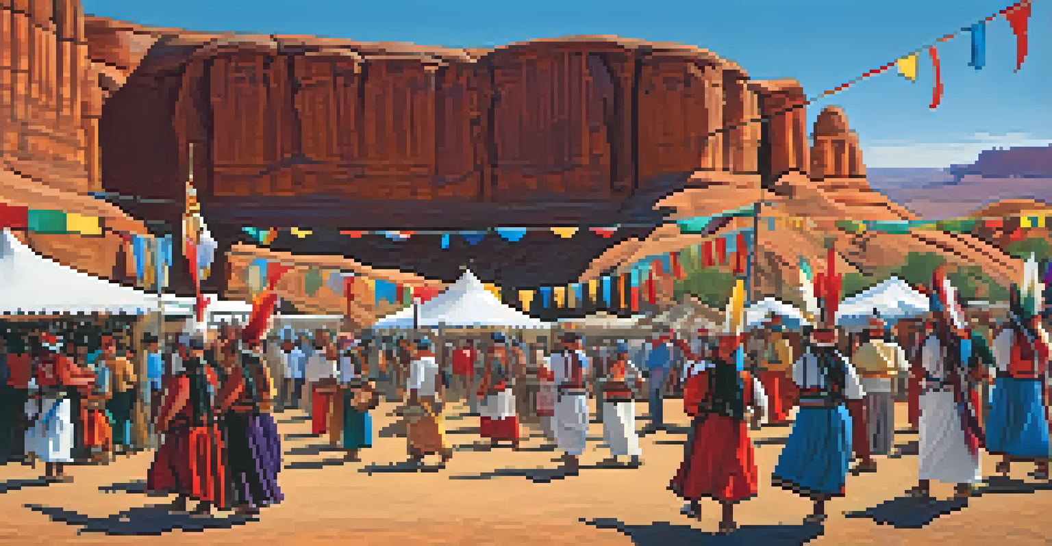 Artisans and attendees at the Hopi Festival, showcasing traditional crafts and cultural dances.