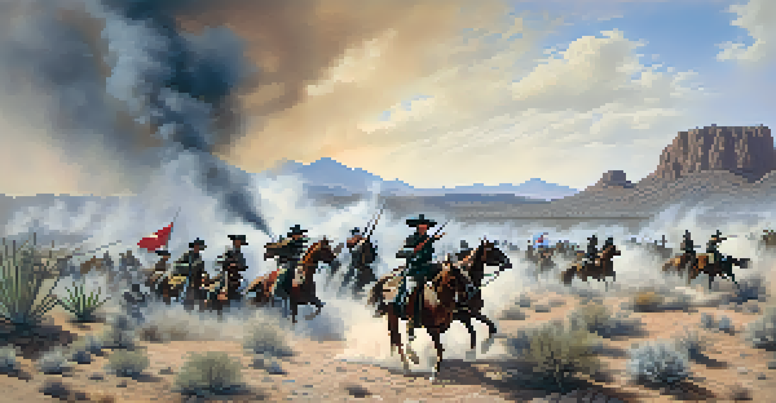 A reenactment of the Battle of Picacho Pass, showcasing soldiers in battle amidst a rocky Arizona landscape.