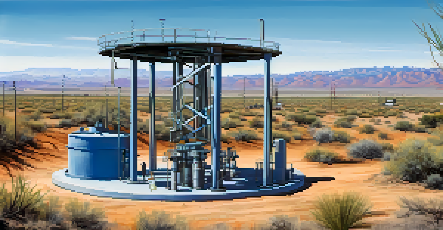 Close-up of an injection well site in Arizona, displaying the well casing and monitoring equipment in a desert environment.