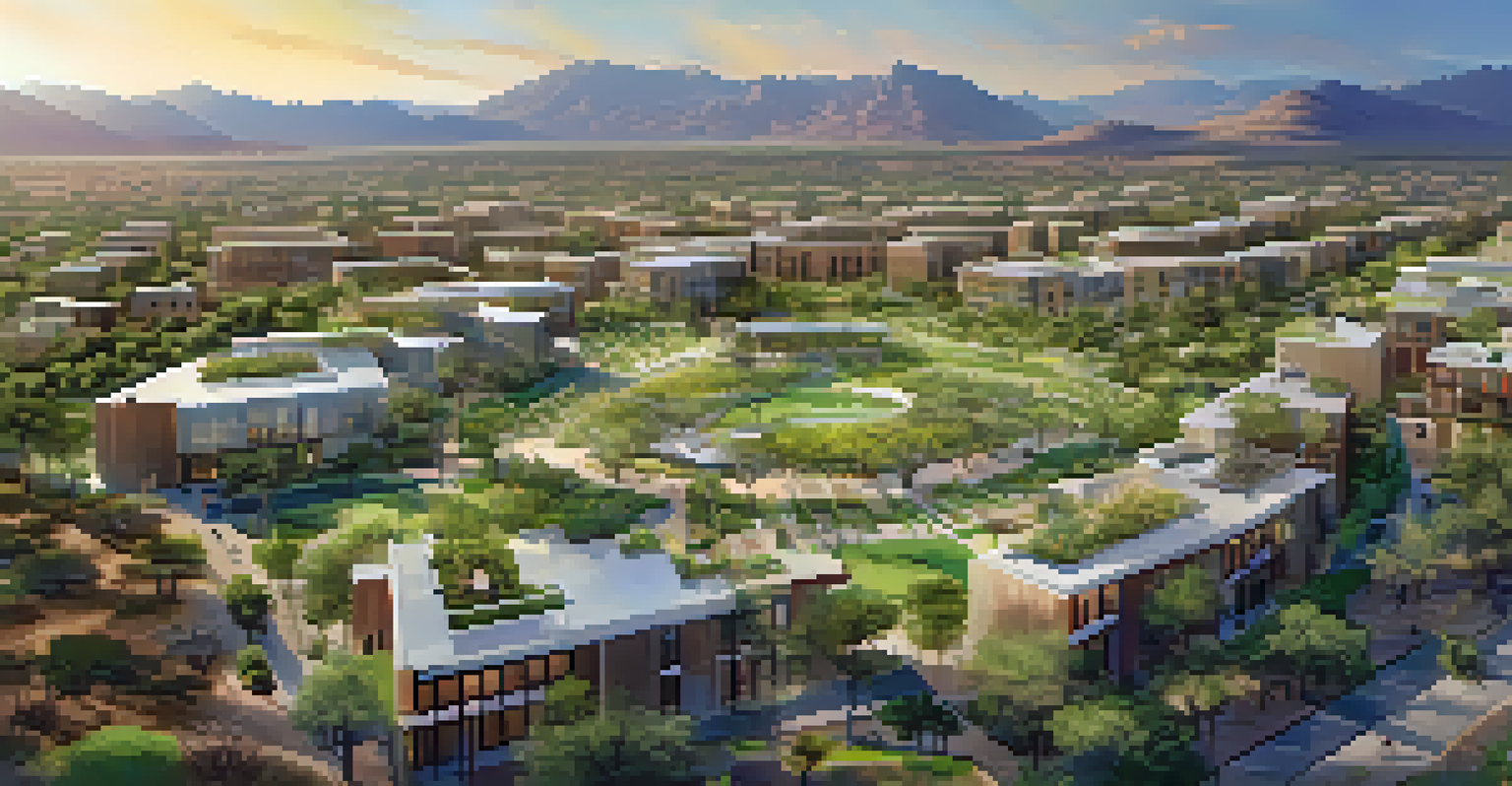 Aerial view of a sustainable urban development in Arizona featuring green spaces and wildlife corridors.
