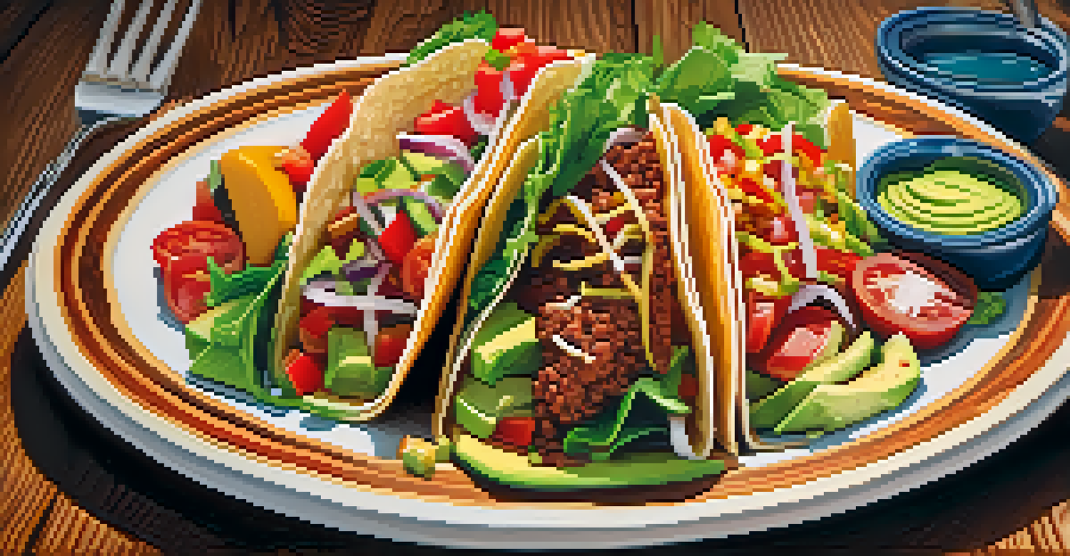 A plate of Navajo tacos topped with fresh ingredients on a rustic table, showcasing modern Indigenous cuisine.
