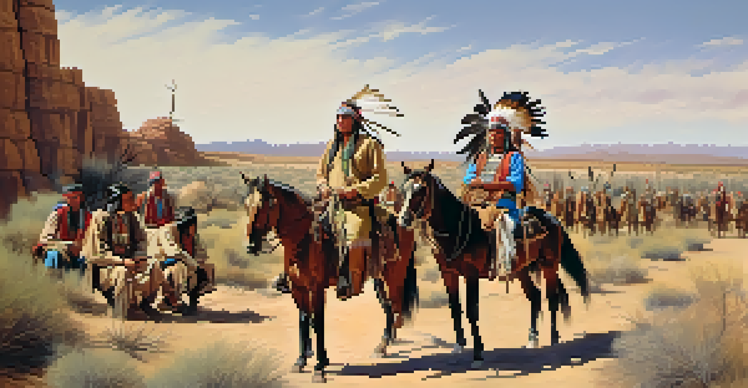 A meeting between Apache leaders and Union soldiers during the Civil War, set in an Arizona desert landscape.