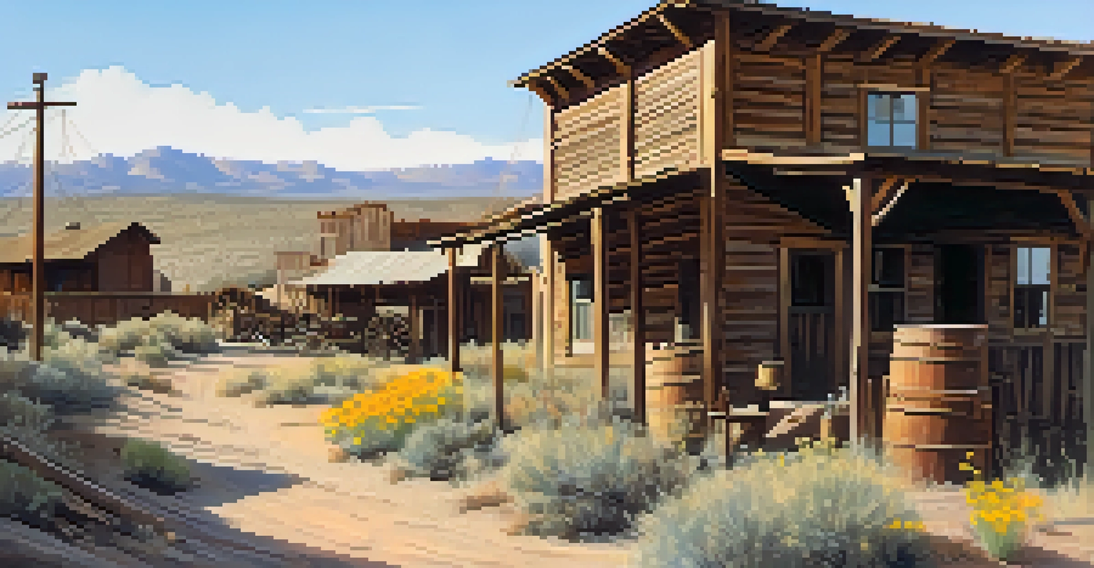 A historic mining town in Arizona with wooden buildings and dusty streets.