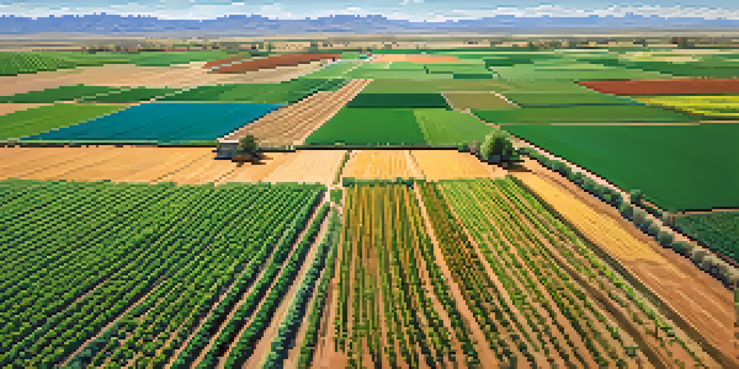 A farmer operating a drone over a green Arizona farm, showcasing the use of precision agriculture technology.