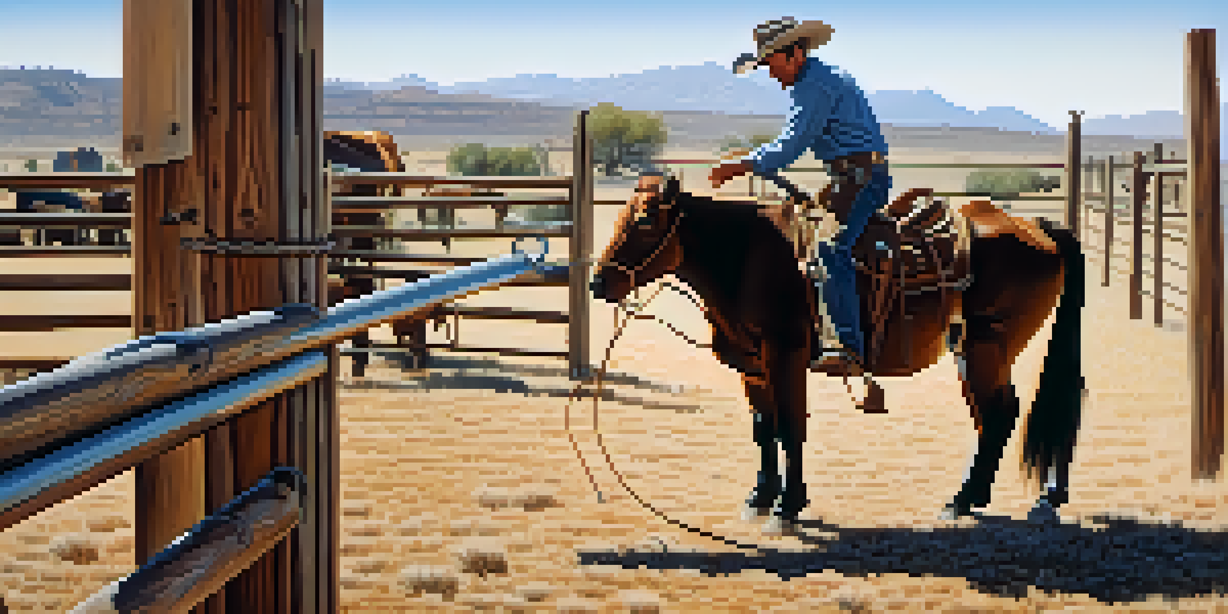 A cowboy branding cattle on an Arizona ranch, focused on his task.