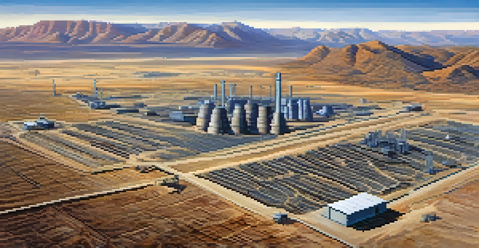 Aerial view of a mining site in Arizona, contrasting natural desert terrain with industrial operations under a clear blue sky.