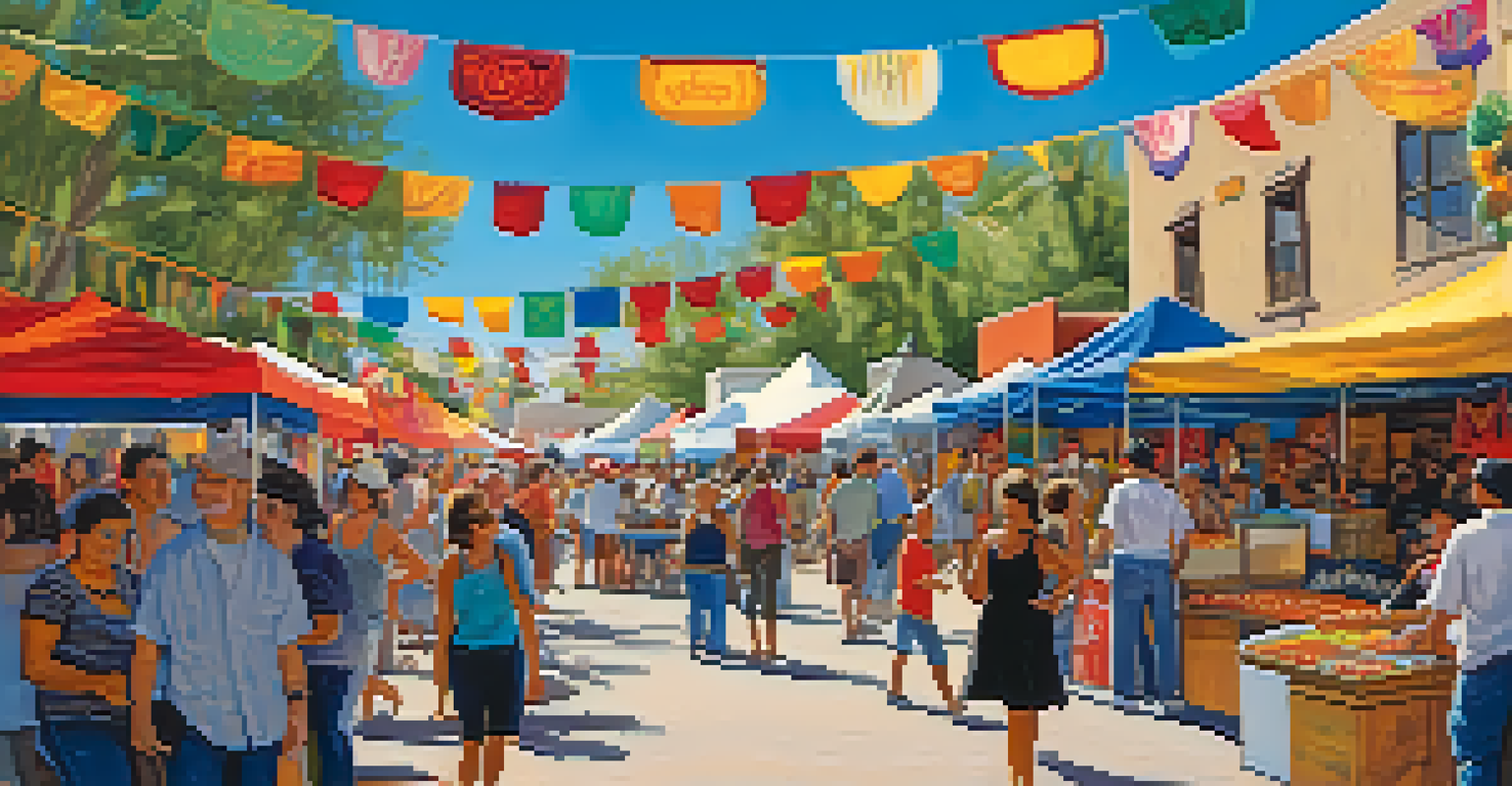 A vibrant festival in Tucson with stalls, performances, and a diverse crowd enjoying local culture.