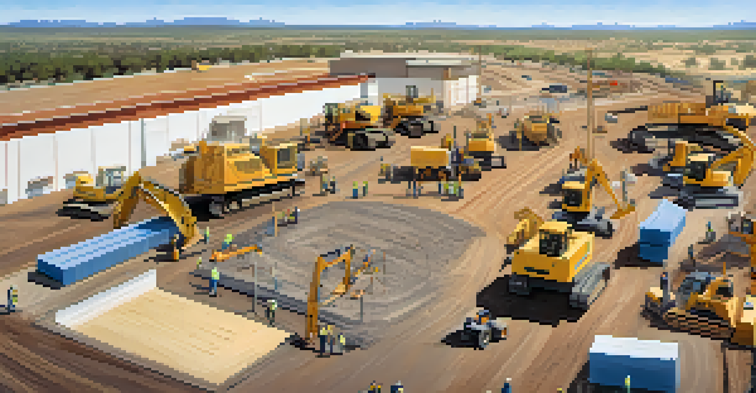 An aerial view of a construction site with workers collaborating on a highway project in Arizona.