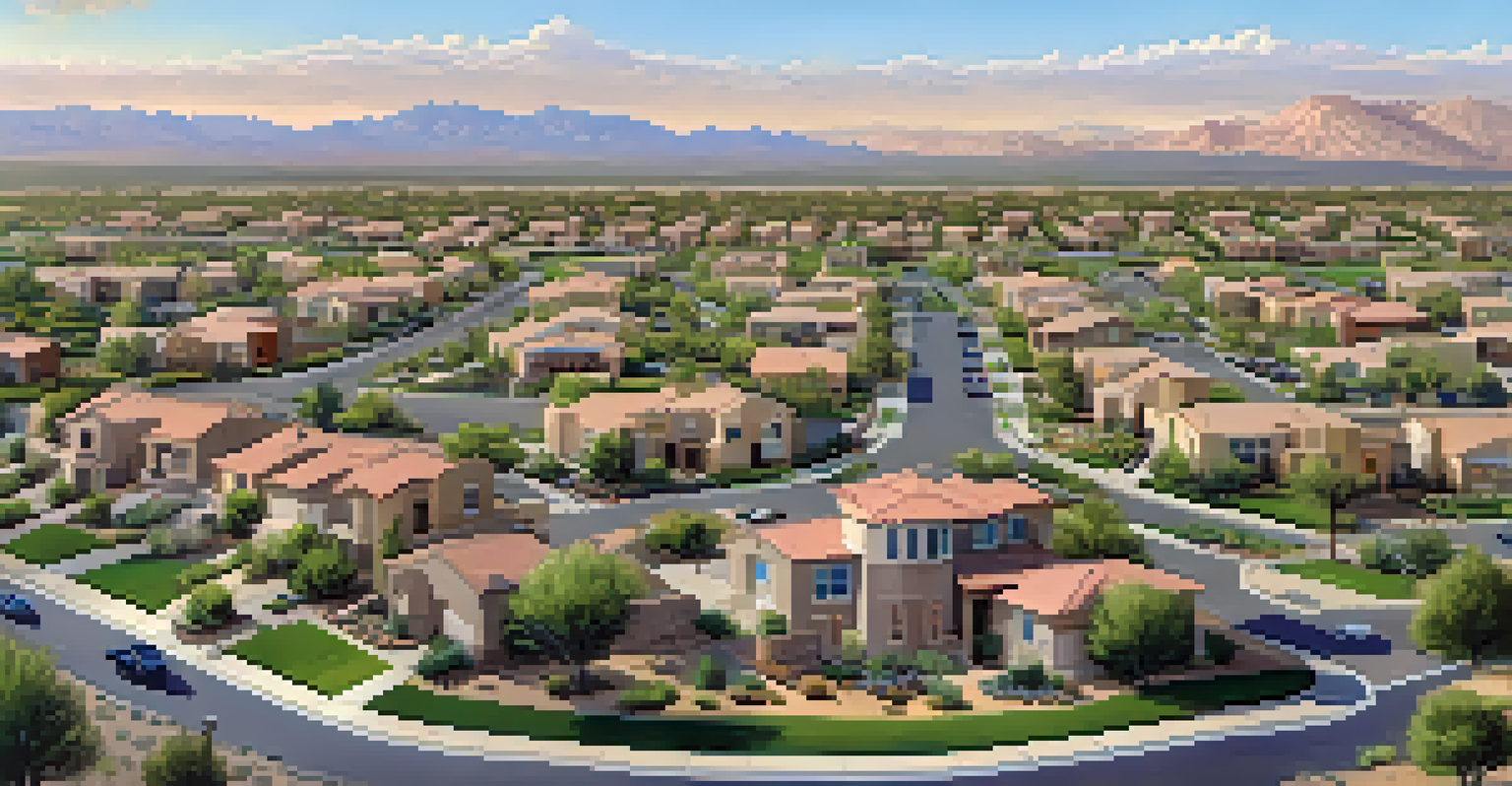 An aerial view of a suburban community in Arizona, showcasing homes and parks in a desert setting.