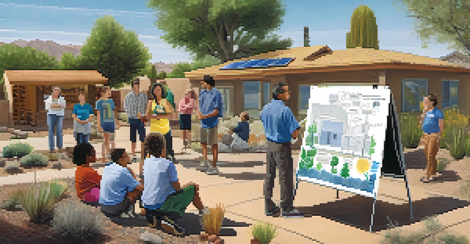 A community workshop in Arizona discussing renewable energy with residents of various ages.