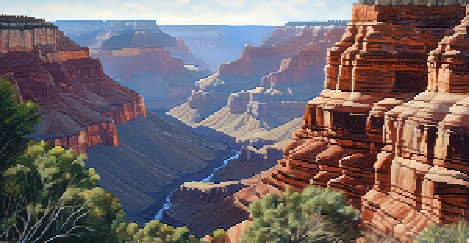 A close-up view of the Grand Canyon's rock layers showcasing their colors and textures with visible fossils.