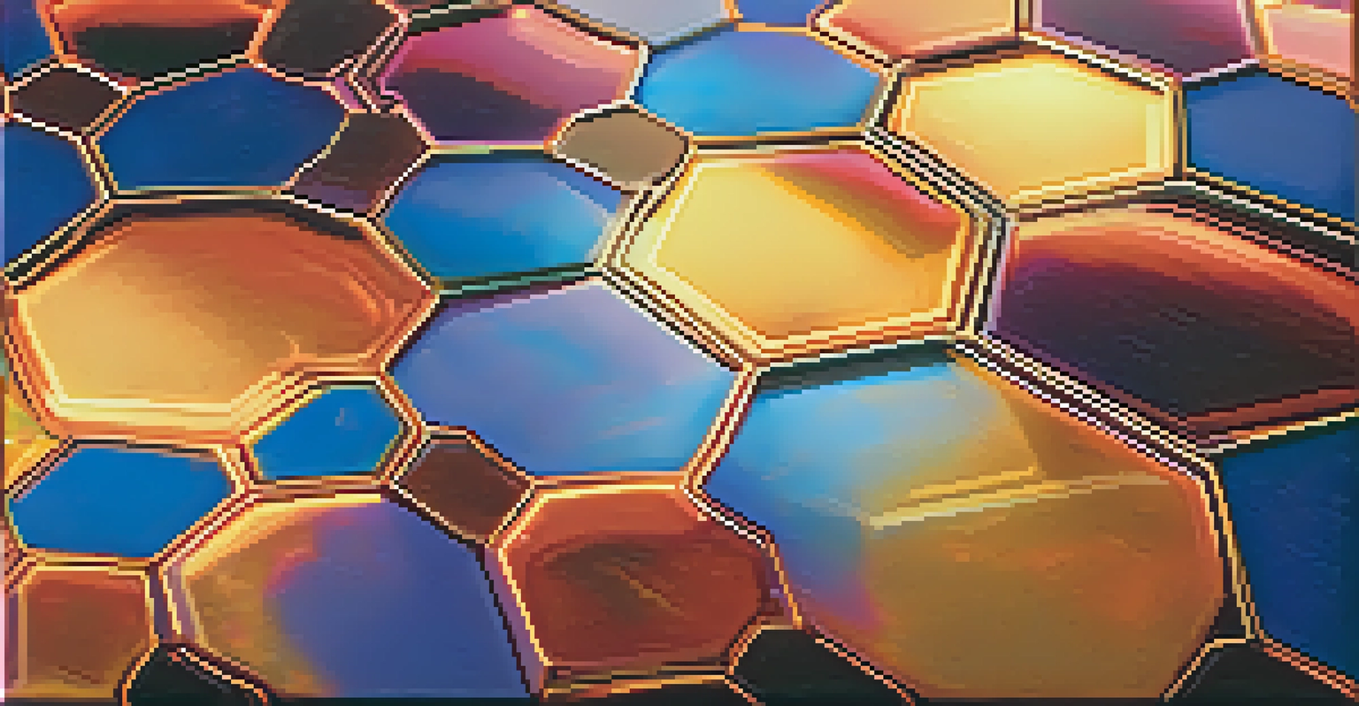 Close-up of a perovskite solar cell, displaying its unique texture and colors under bright lighting.
