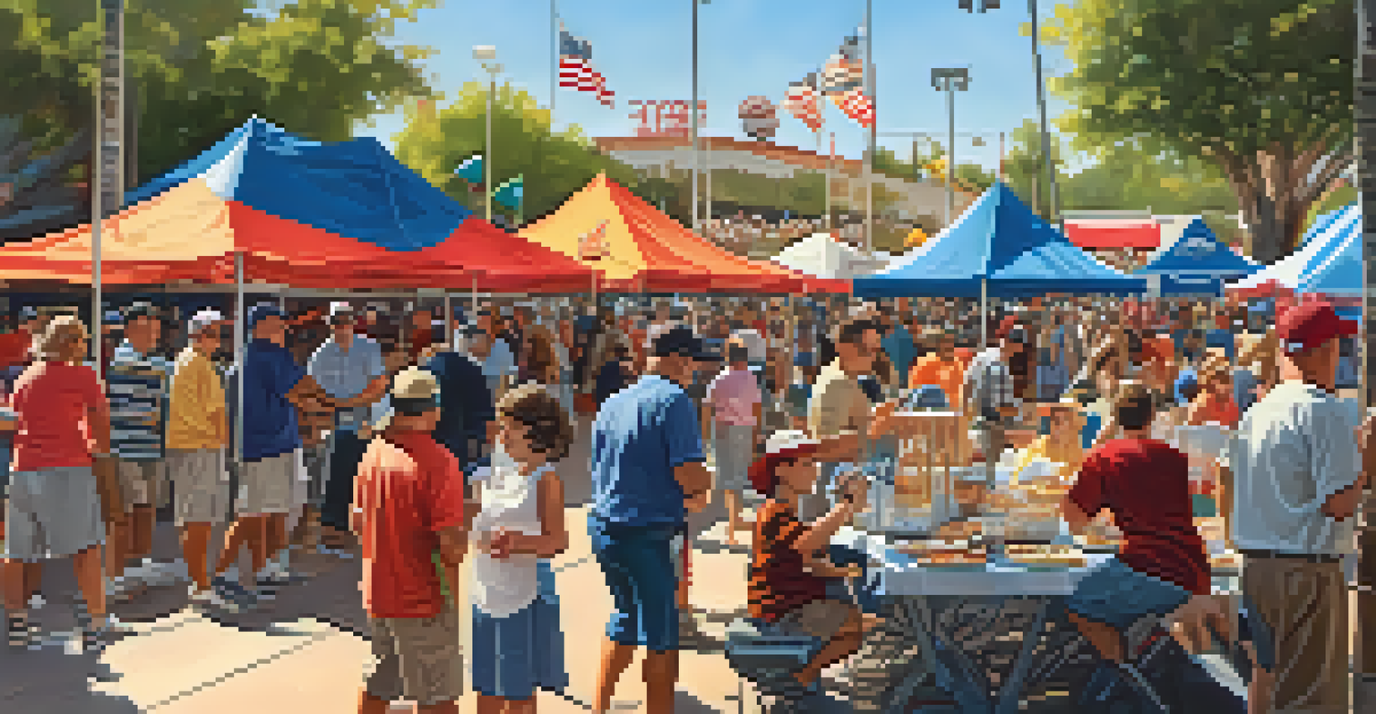 A family-friendly outdoor fan festival with food stalls and baseball-themed activities during Spring Training.