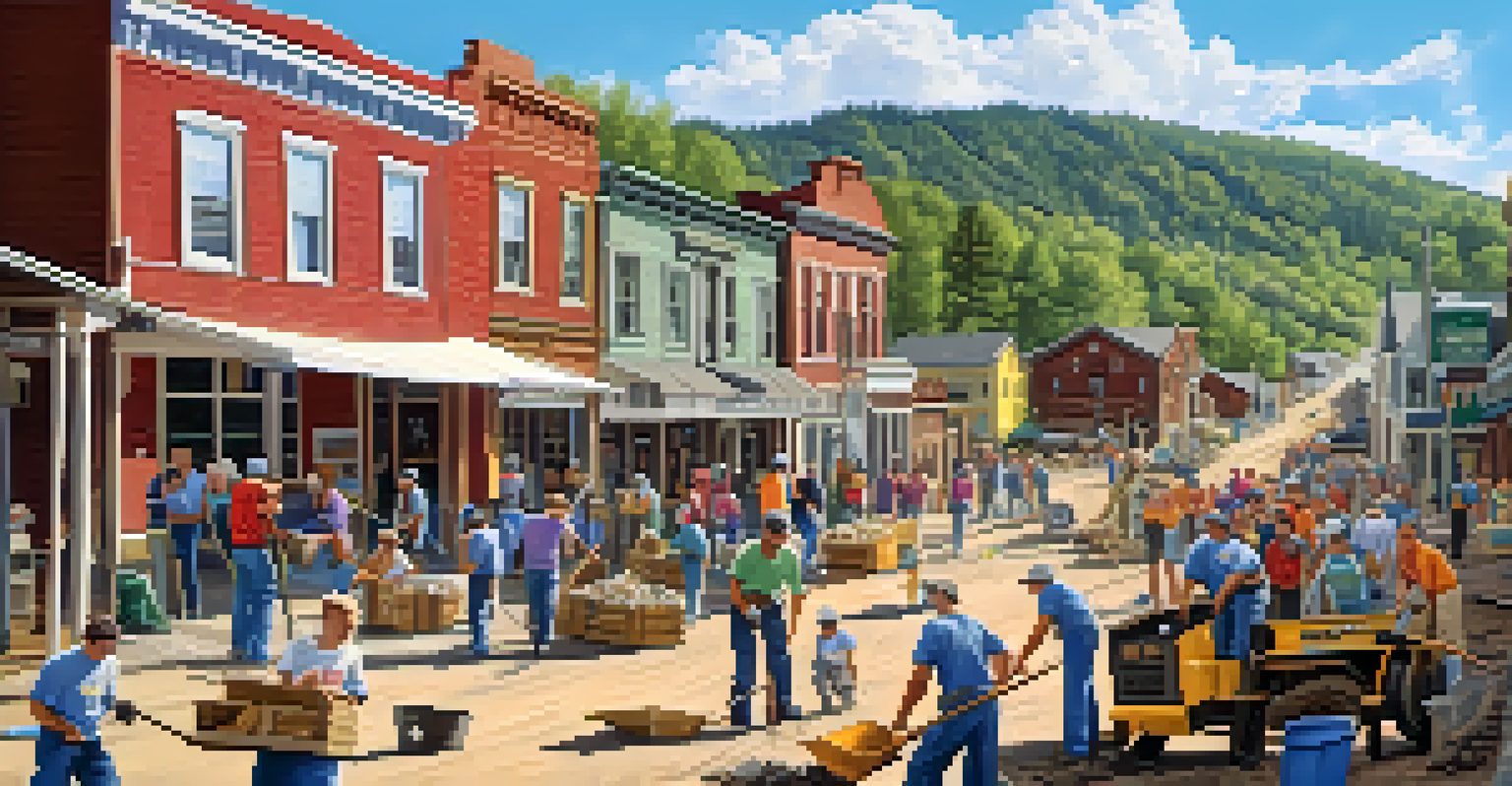 Local residents participating in a clean-up event in a historic Arizona mining town.