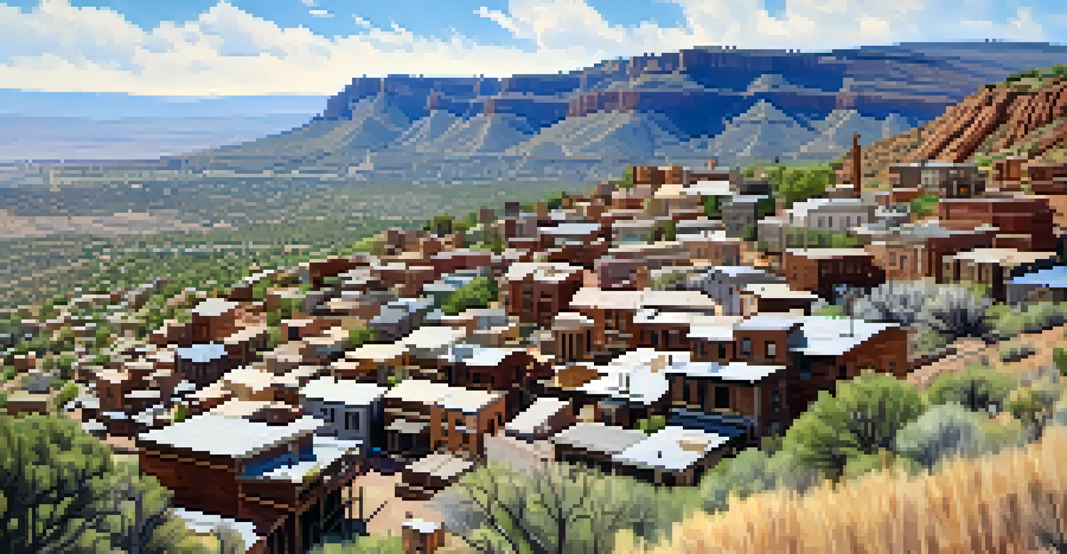 Aerial view of Jerome, Arizona, highlighting its ghost town structures and the Verde Valley landscape.