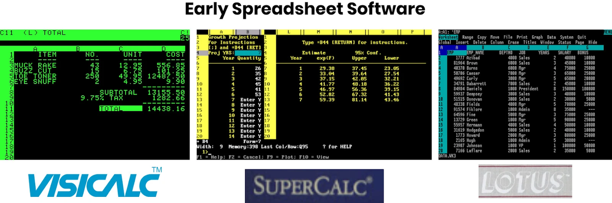 Early Spreadsheet Software | Image by Not Boring by Packy McCormick