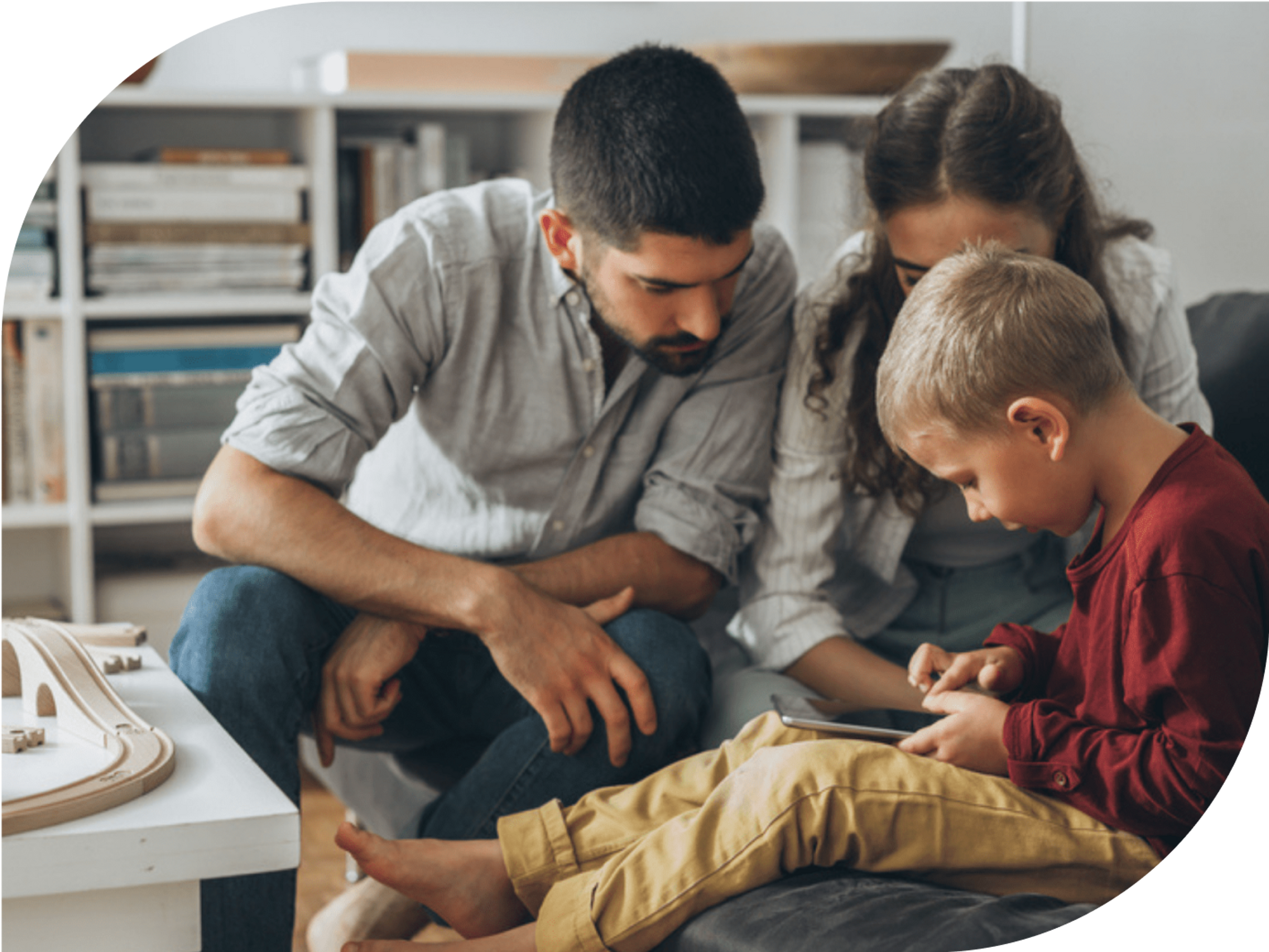 Parents reading with kid