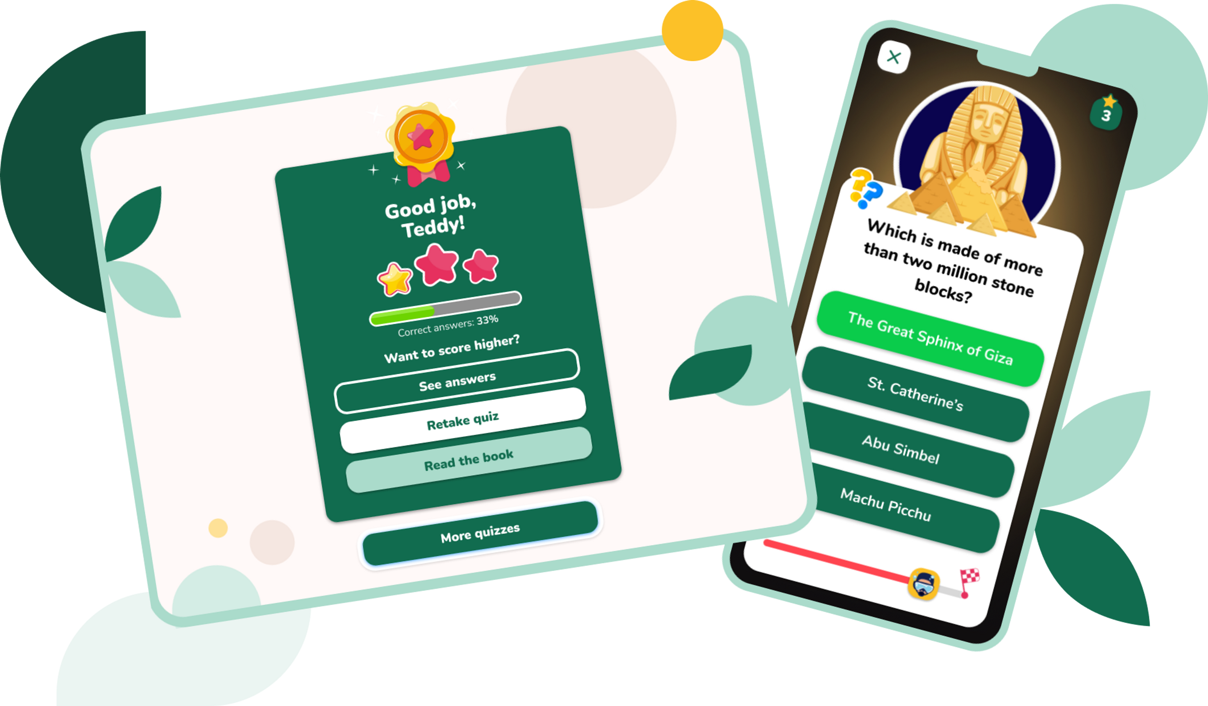 Screenshot of a book quiz in the app