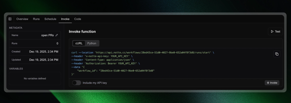 invoke functions via notte