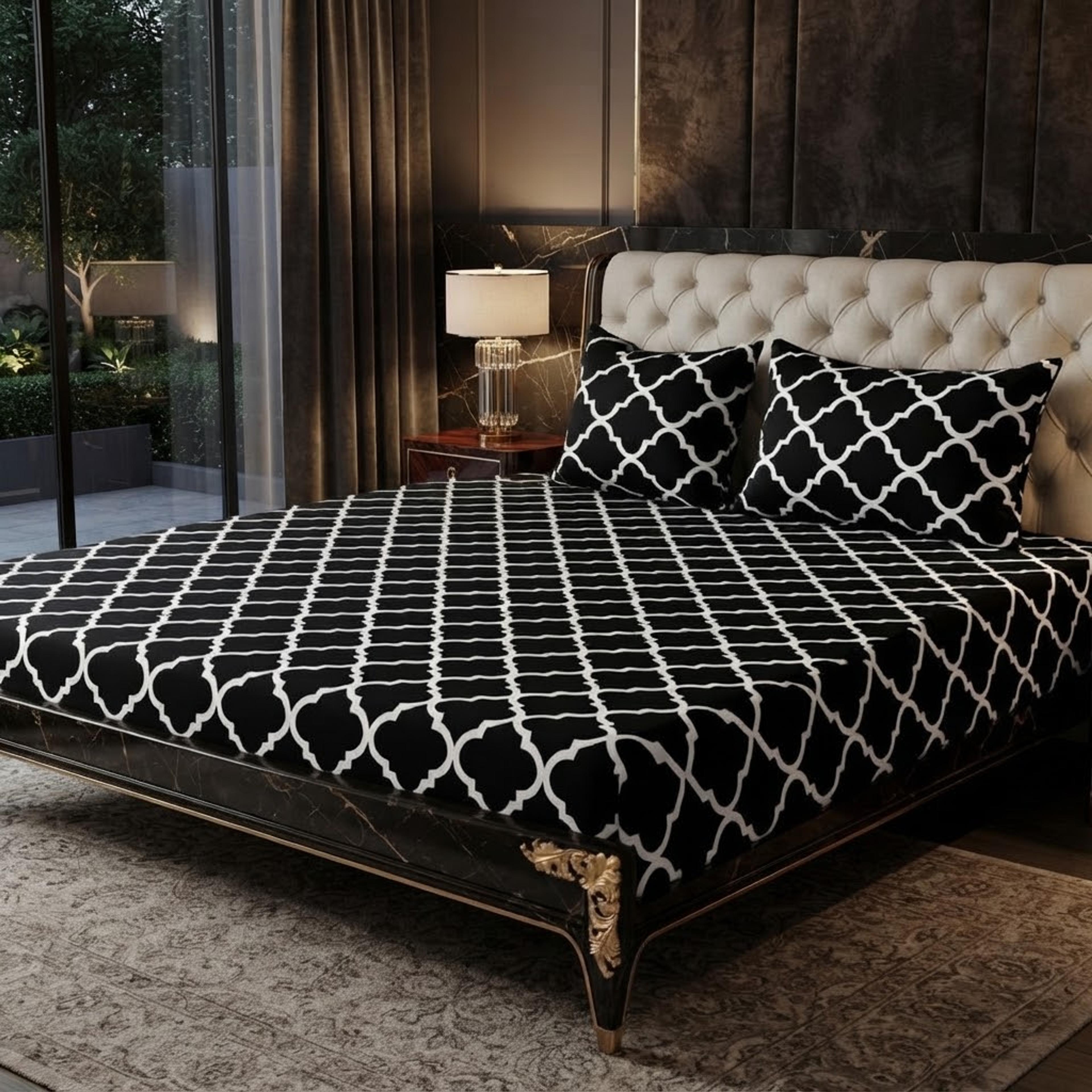 Noir Trellis Bedsheet Set - Thumbnail 4