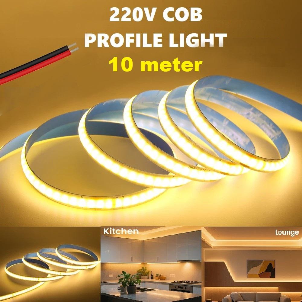 10 Meter Coil 220V Direct COB LED Profile Strip Light - Super Bright 240LEDs/M - Image 1