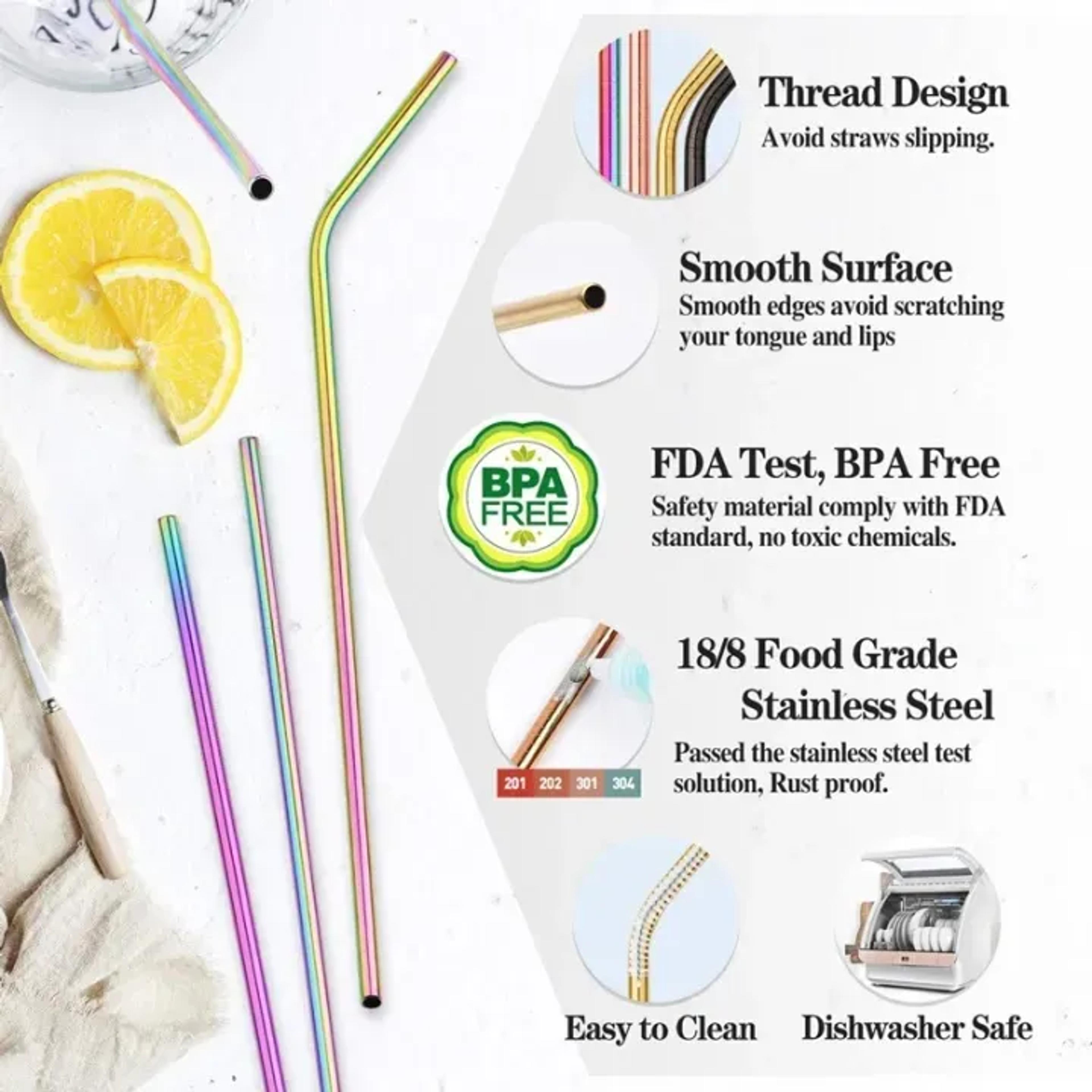 6‑Pack Colorful Stainless Straws - Thumbnail 4
