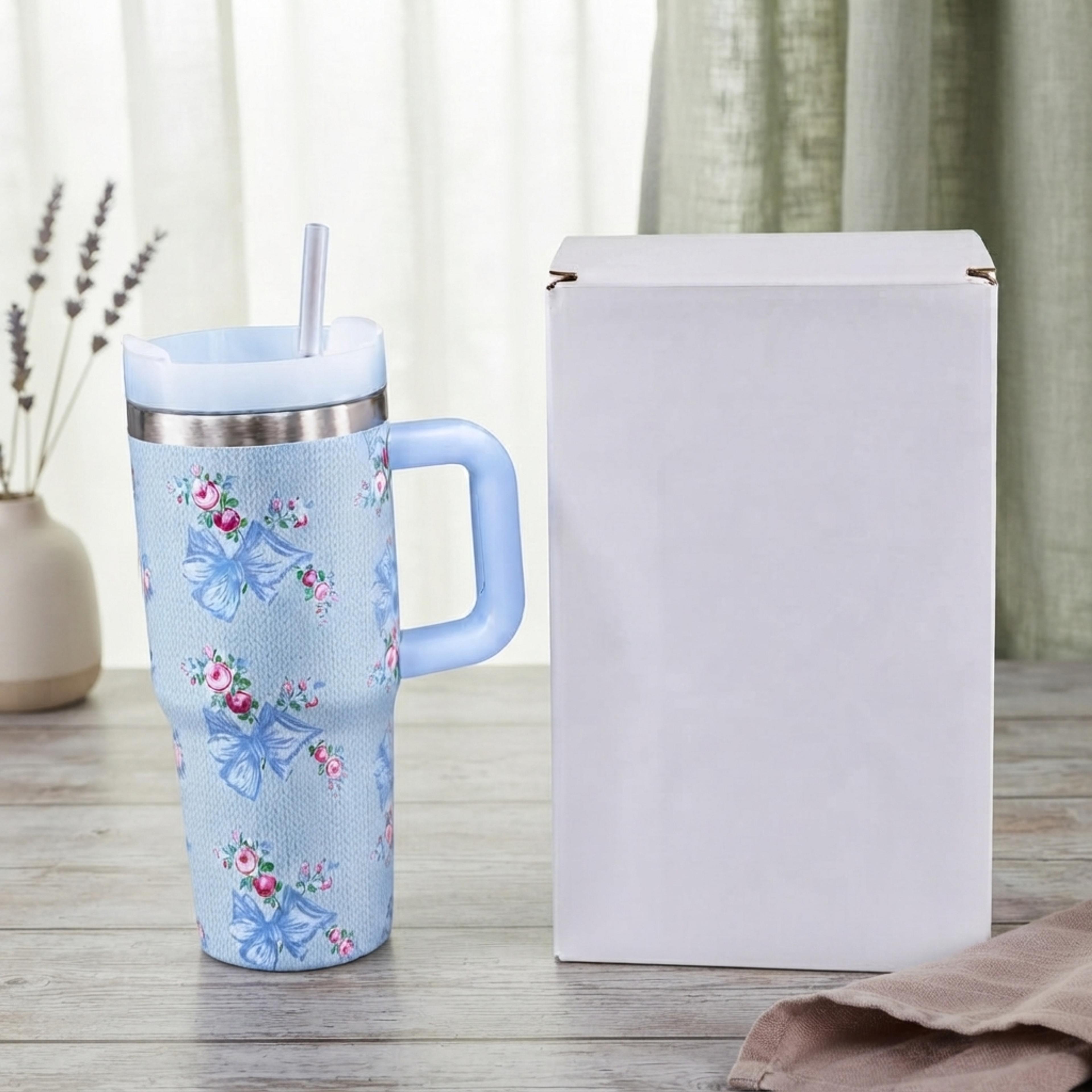 Blue Floral 600ml Tumbler