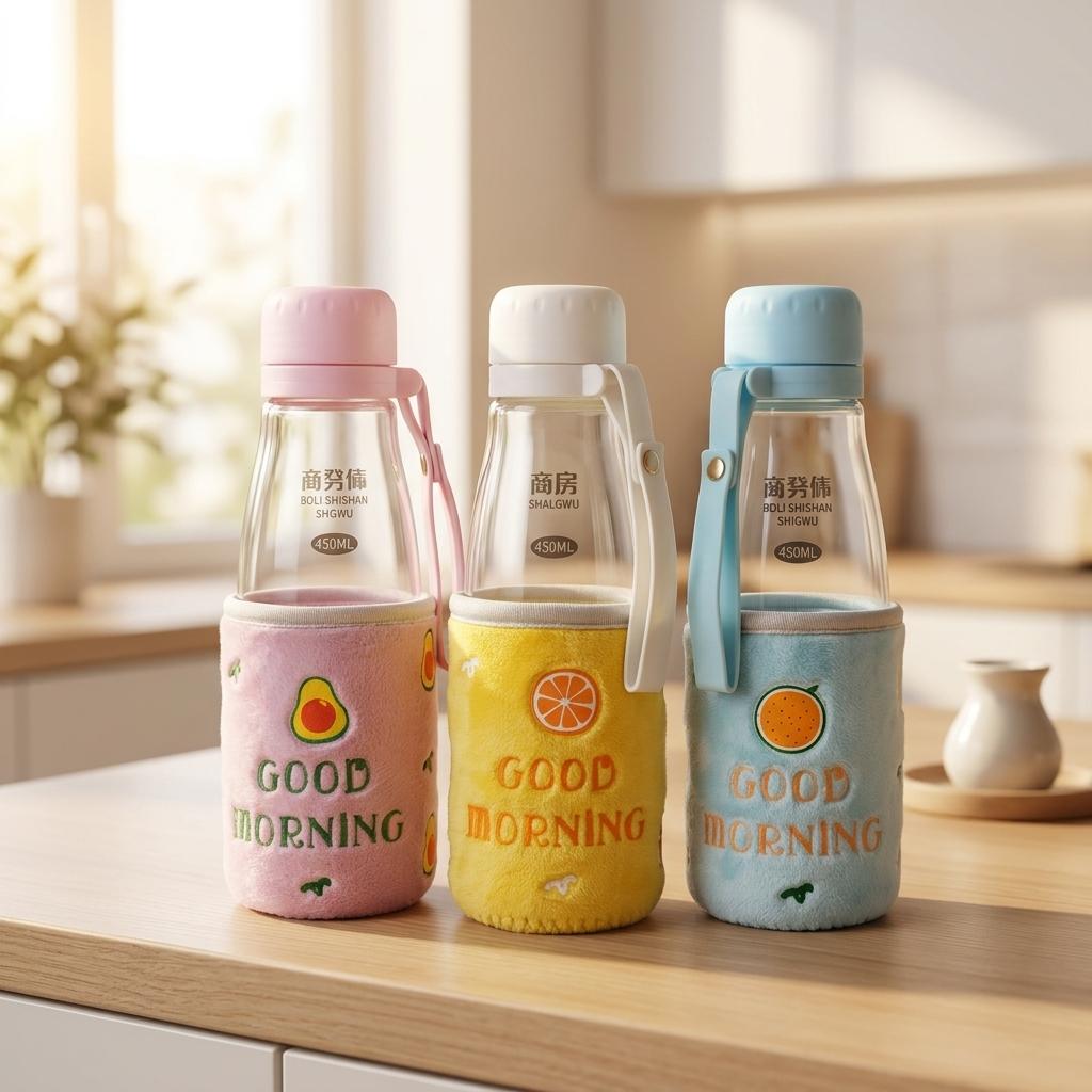 Glass Bottle With Fruit Print Plush - Image 1