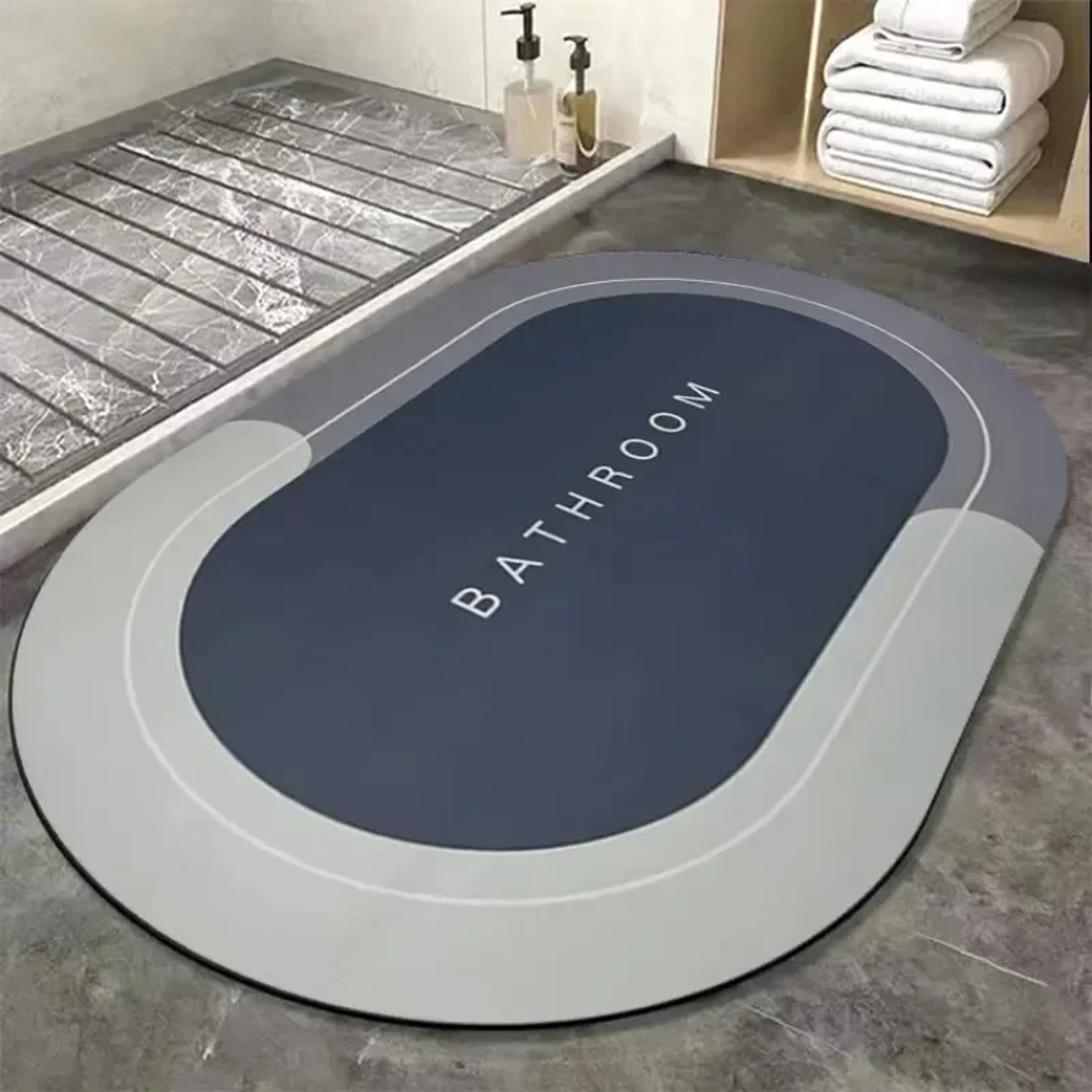 Oval Waterproof Bathroom Mat - Thumbnail 3