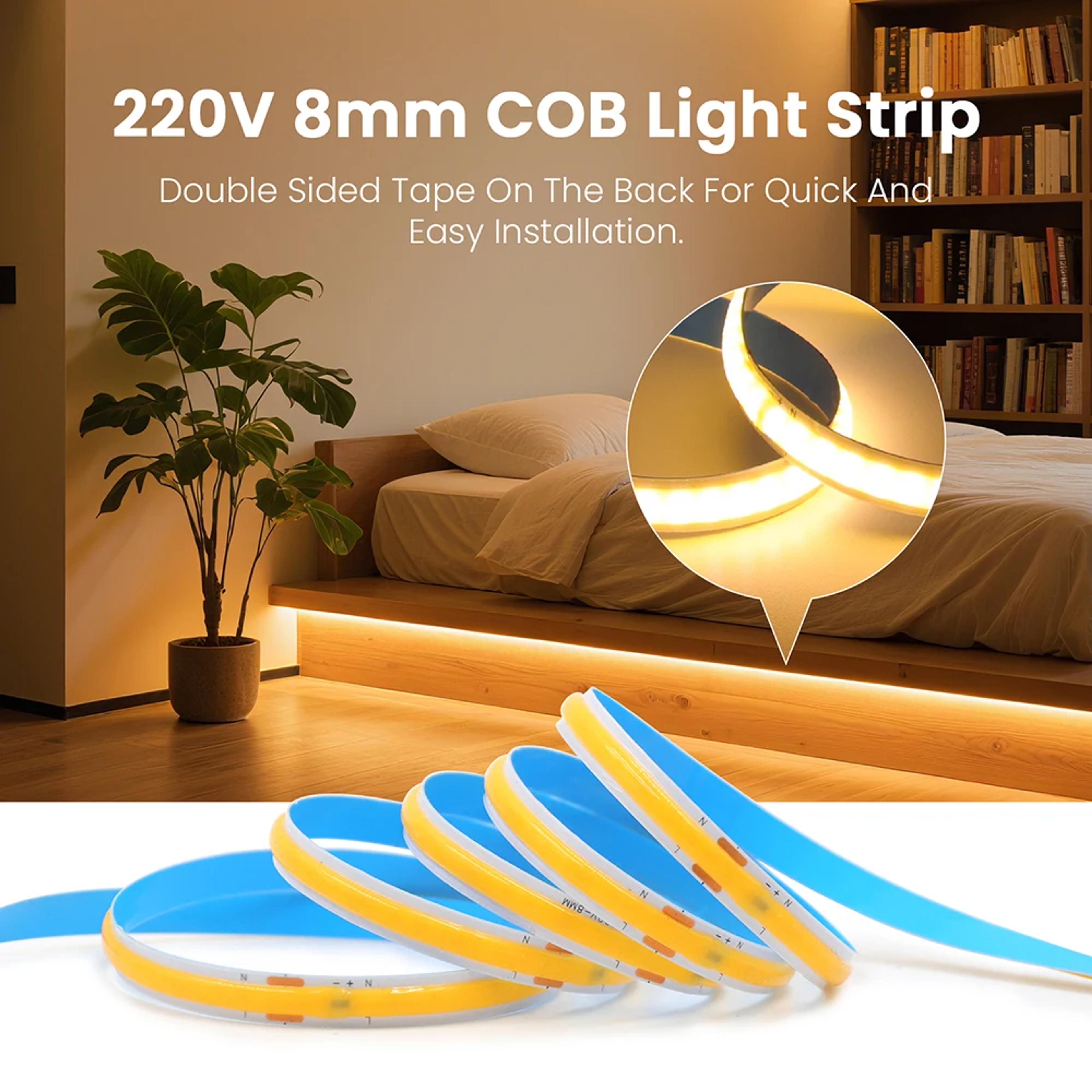 10 Meter Coil 220V Direct COB LED Profile Strip Light - Super Bright 240LEDs/M - Thumbnail 5