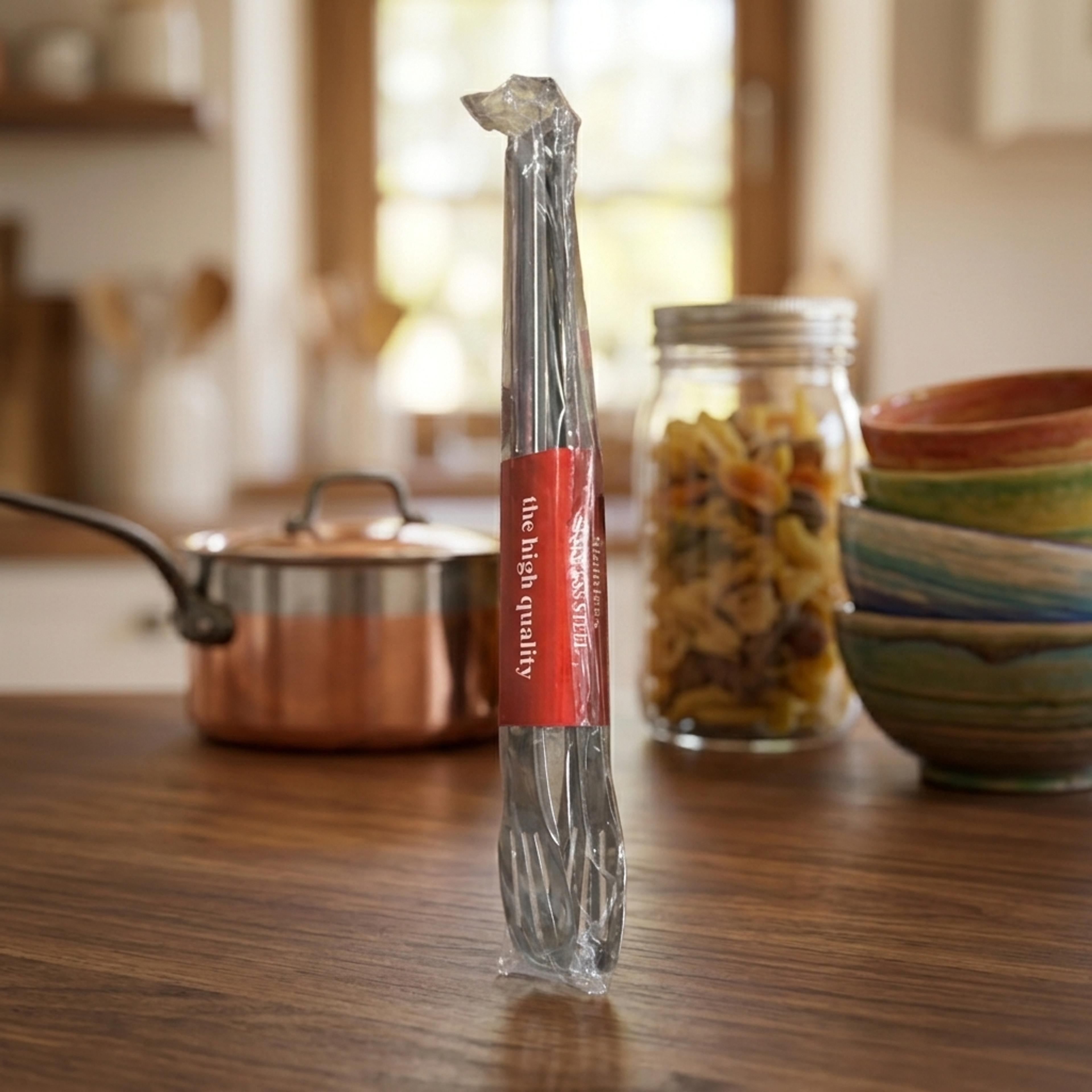 XL Stainless Steel Kitchen Tongs - Thumbnail 1