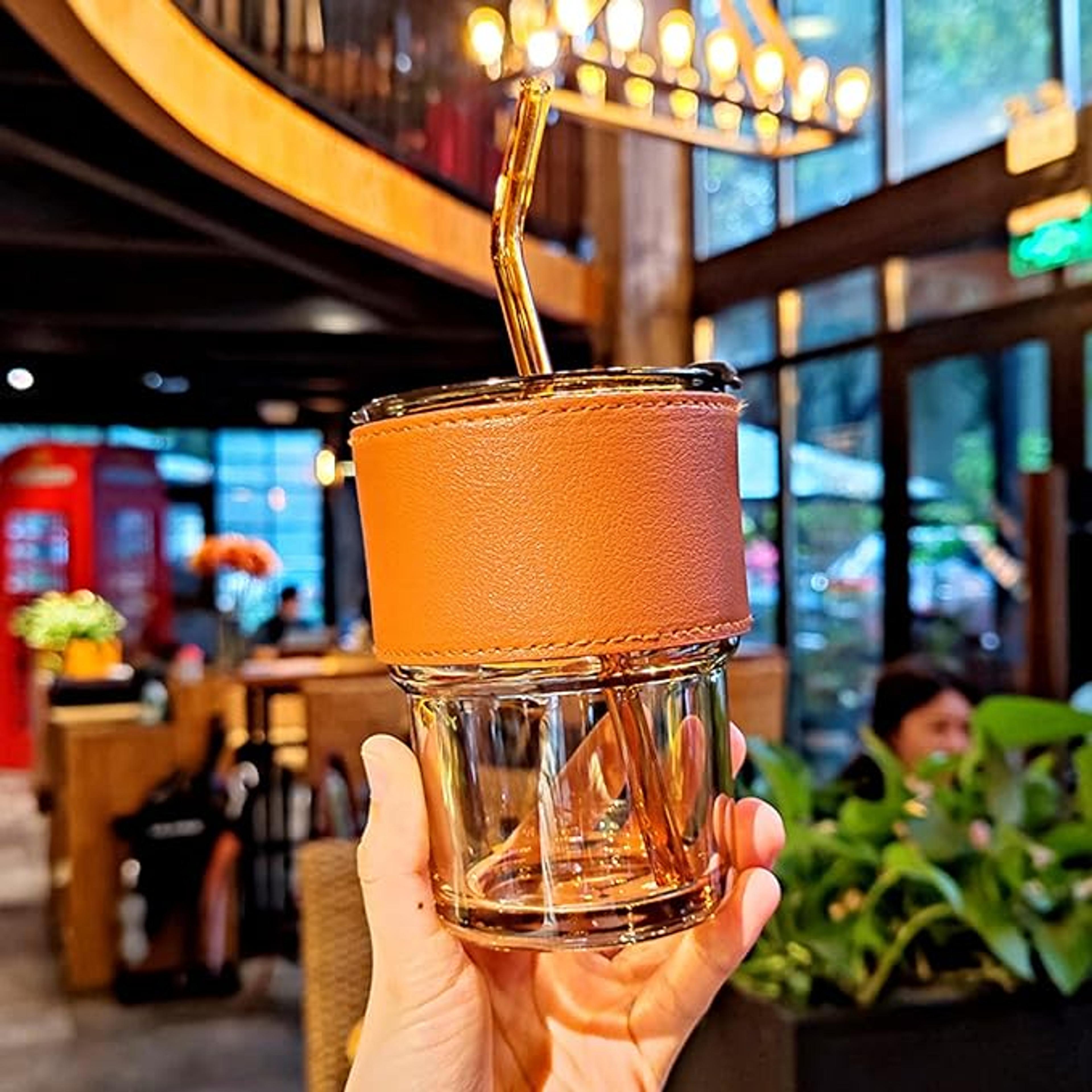 Leather-Covered 350ml Juice Mug - Thumbnail 4